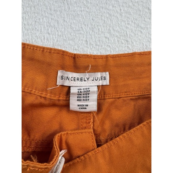 Sincerely Jules Cargo Pants Juniors 7 (27x30) Orange Autumn Fall Boho Straight - Picture 10 of 13